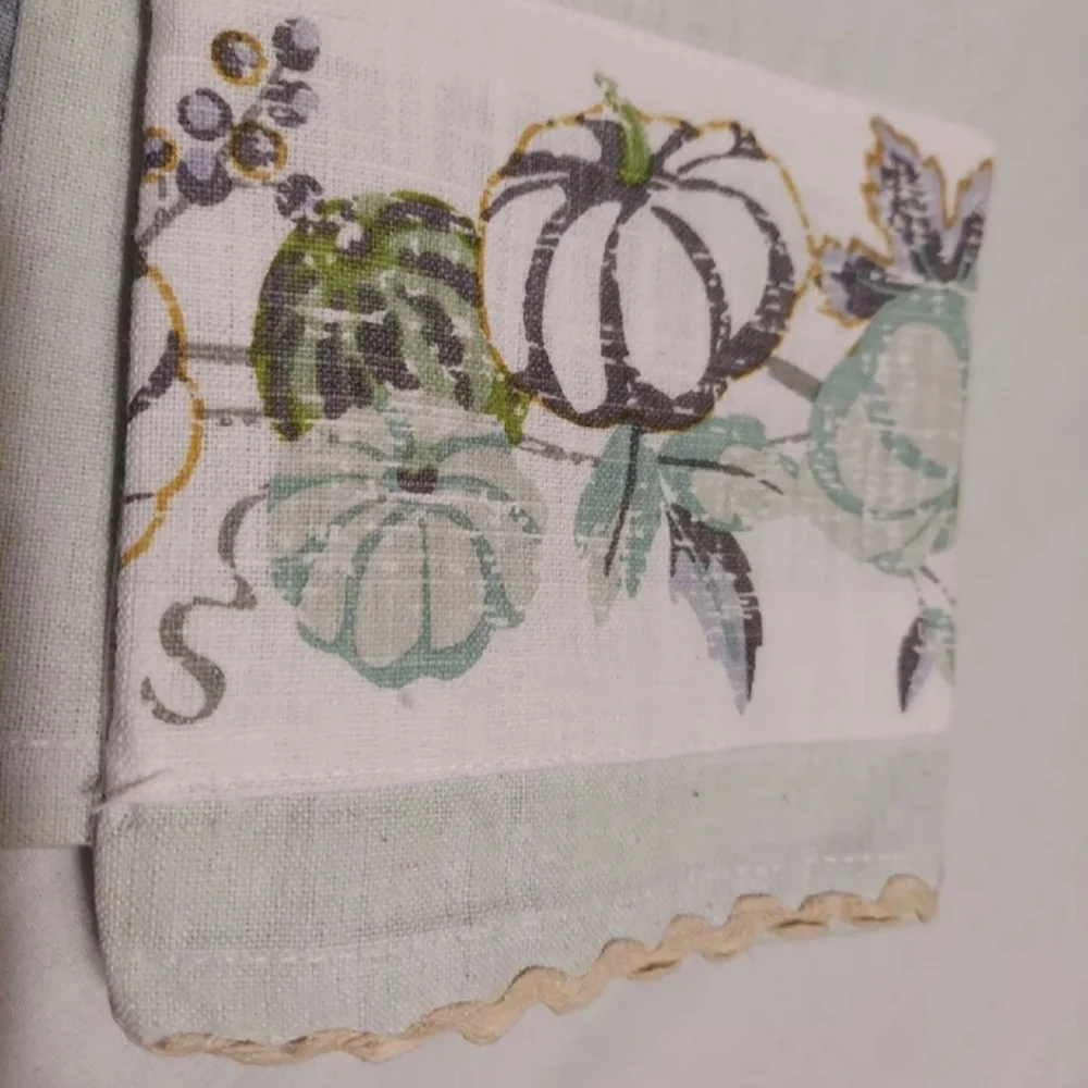 Maple Lane Pumpkin Harvest Plaid Kitchen Towel Set of 2 Celery/Plaid BNWT SO
